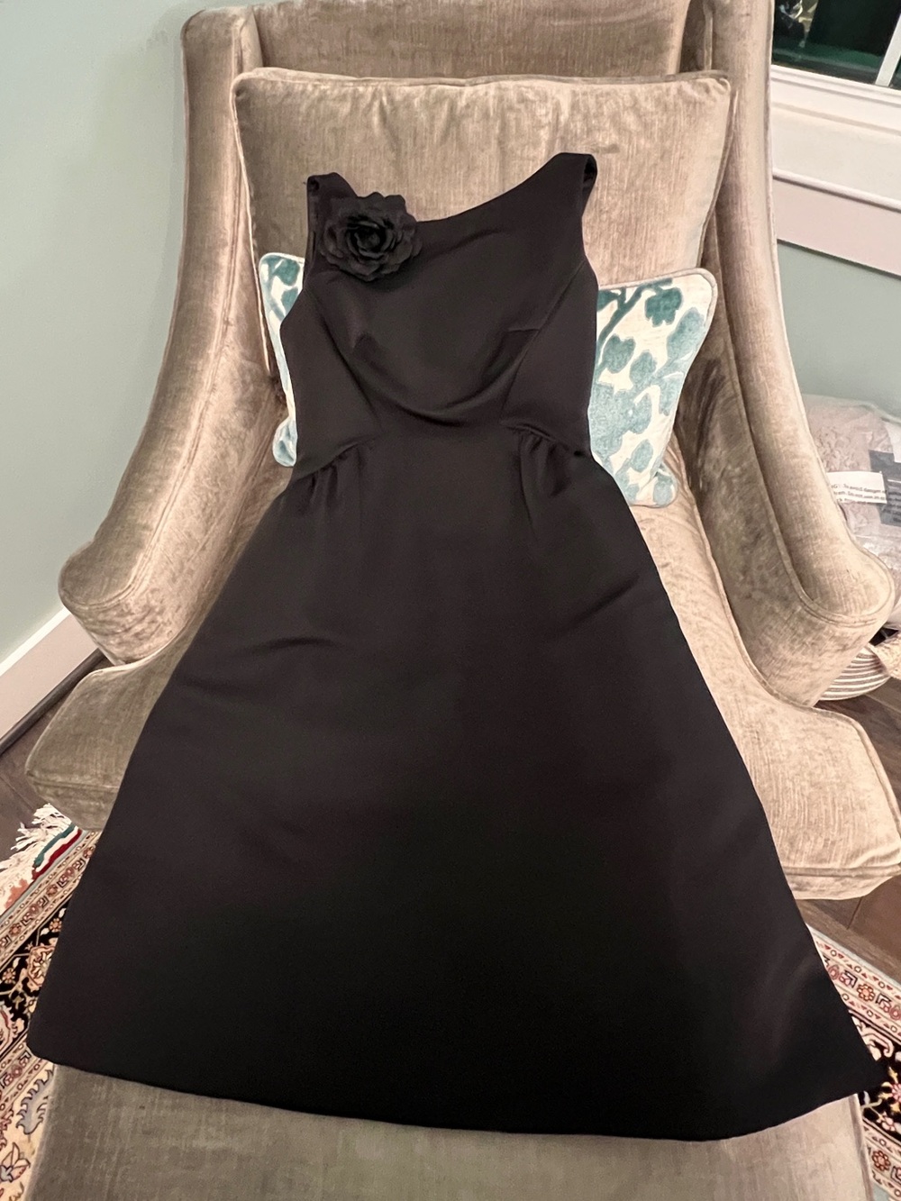 Kate Spade Black Strapless Rosette Floral Accent Cocktail Dress 6